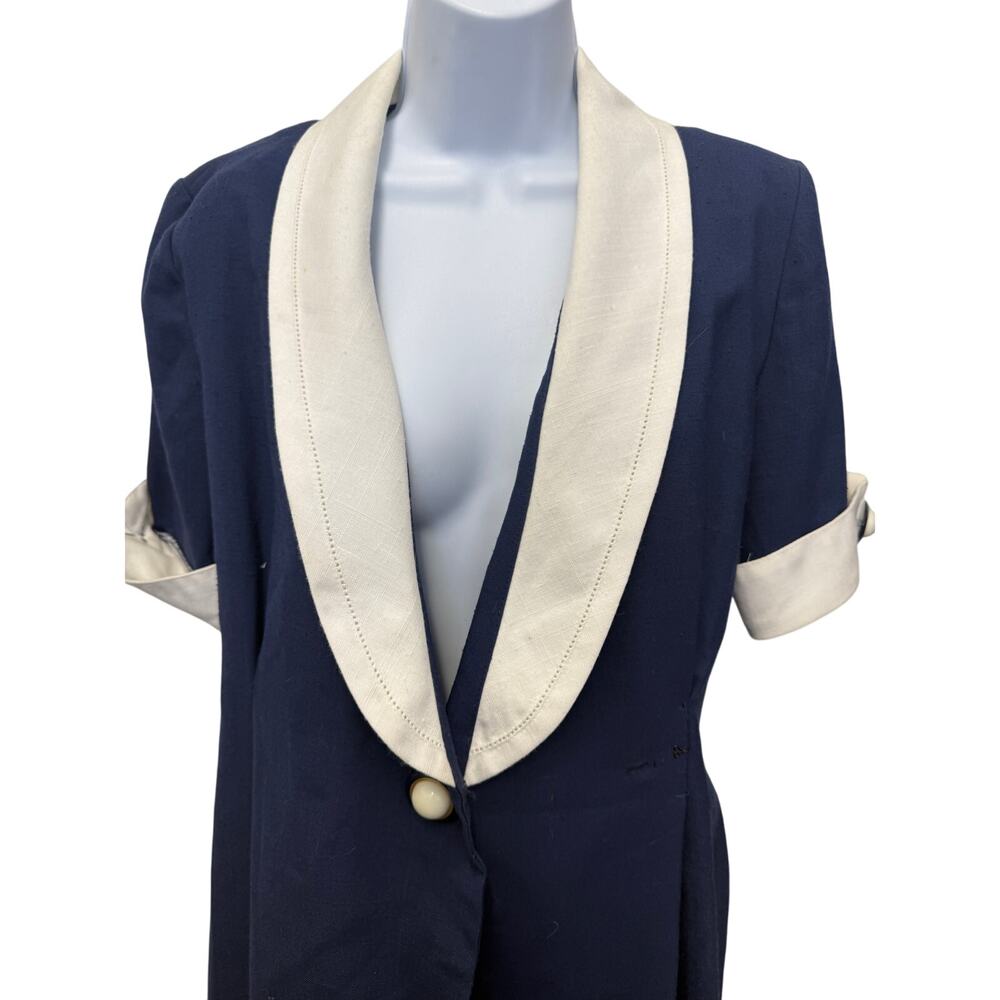 Vtg Cynthia Howie Sz 6 Wrap Dress knee short Sleeve Navy Blue School Girl navy - Picture 6 of 6